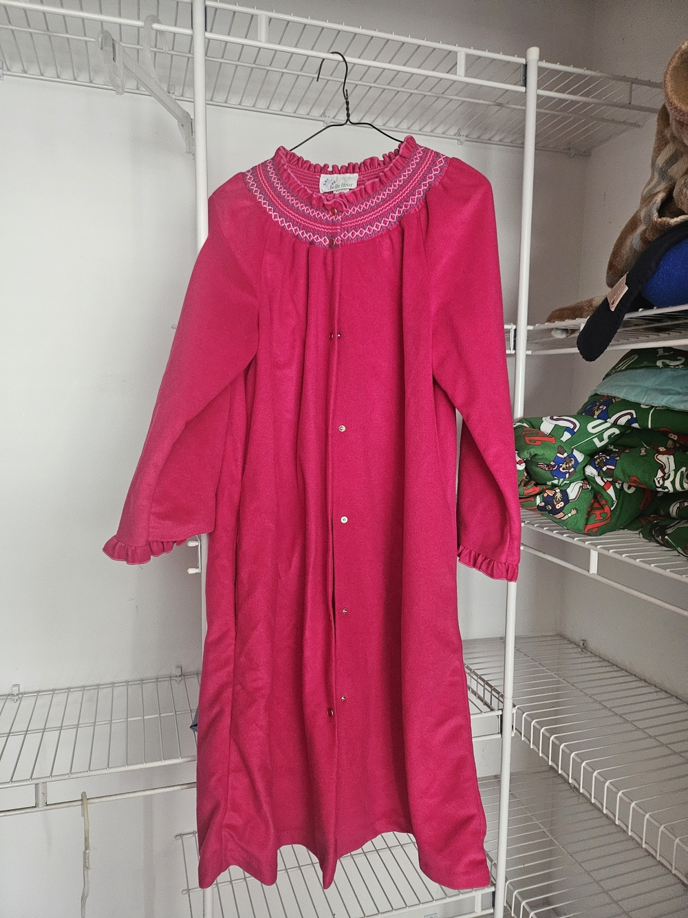 Women’s Long Pink Snap-Front Nightgown